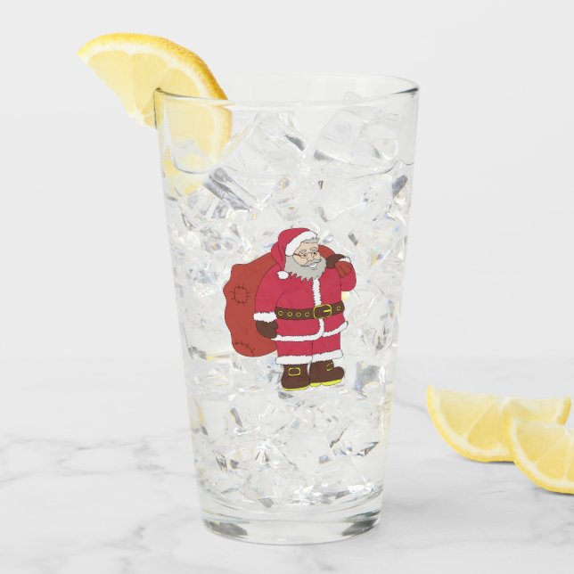 Santa Claus de rojo con bolsa de regalo y anteojos (Anverso (hielo))