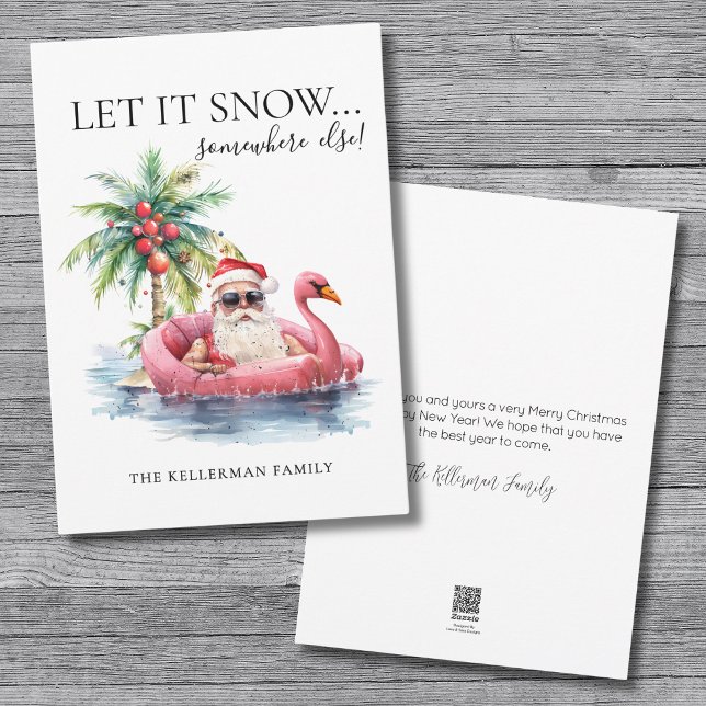 Santa Claus divertido de Navidad en la playa (Funny Santa Claus Tropical Beach Christmas Holiday Card)