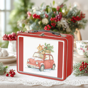Santa Claus el ratón lleva Lunchbox de metal