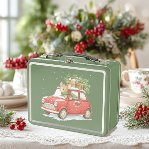 Santa Claus el ratón lleva Lunchbox de metal
