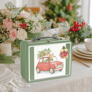 Santa Claus el ratón lleva Lunchbox de metal
