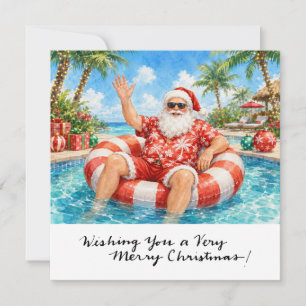 SANTA CLAUS en la piscina en la Navidad de Playa