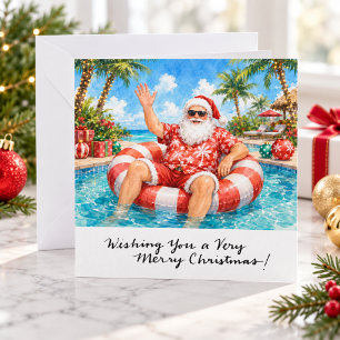 SANTA CLAUS en la piscina en la Navidad de Playa