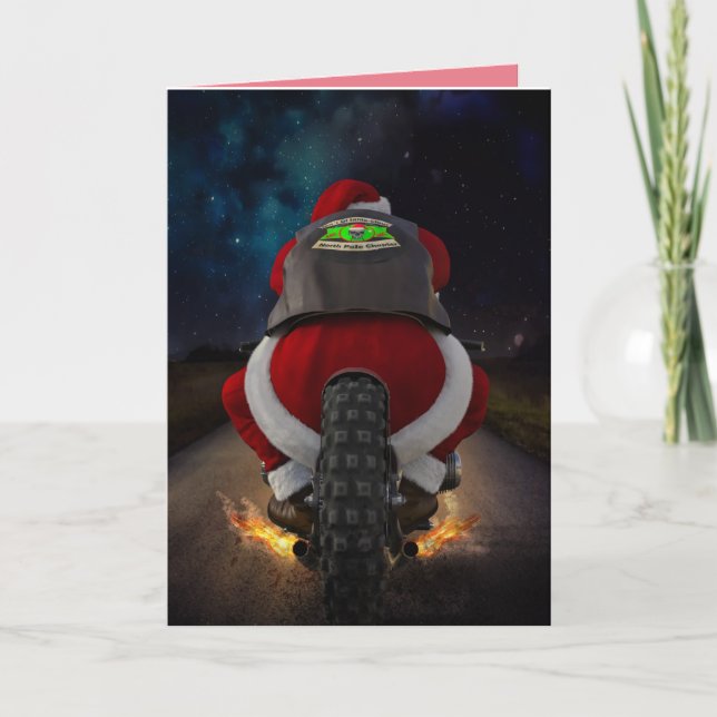SANTA CLAUS EN TARJETA DE NAVIDADES DE MOTOCICLETA (Anverso)