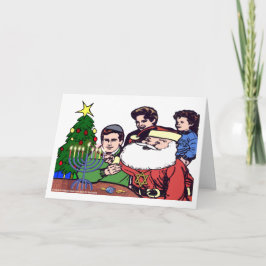 Santa Claus Encendiendo La Menorá - Navidad Janucá