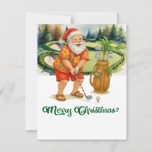Santa Claus está jugando golf en la Feliz Navidad