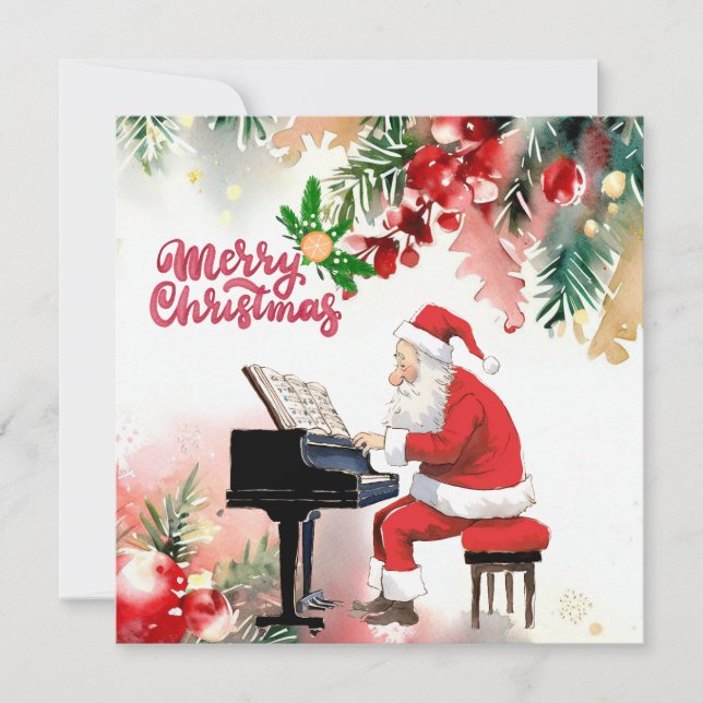 Santa Claus está tocando Piano Feliz Navidad (Anverso)