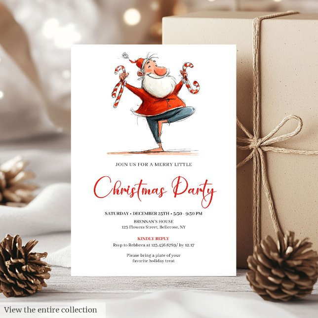 Santa Claus extravagante Invitación de fiesta impr (Quirky Santa Claus Funny Printable Party Invite)