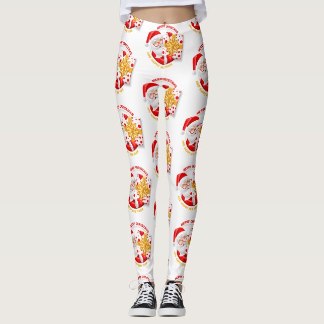Santa Claus feliz leggings de año nuevo (Anverso)