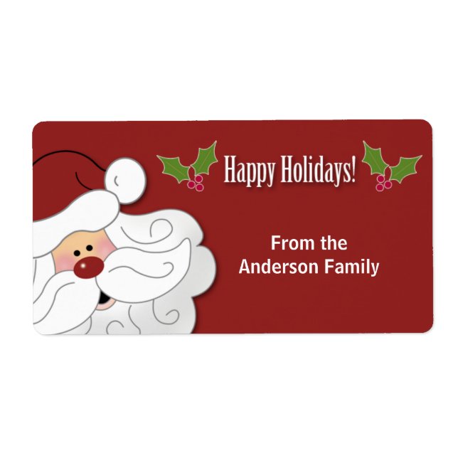 Santa Claus Holiday Baking / Cookie Pegatina (rojo (Frente)