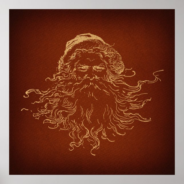 Santa Claus Ilustró arte navideño vintage (Frente)