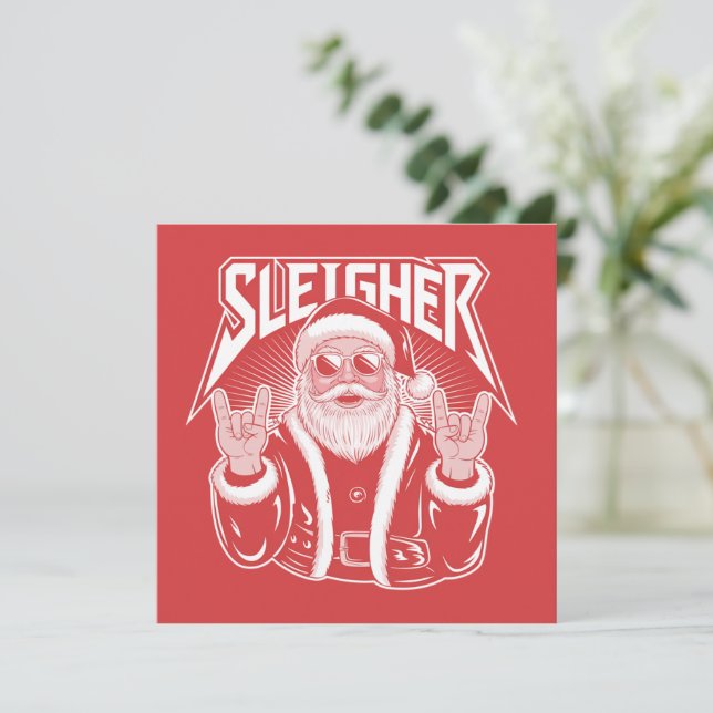 Santa Claus Jinete Fun Metal Navidad Roca  (Anverso de pie)