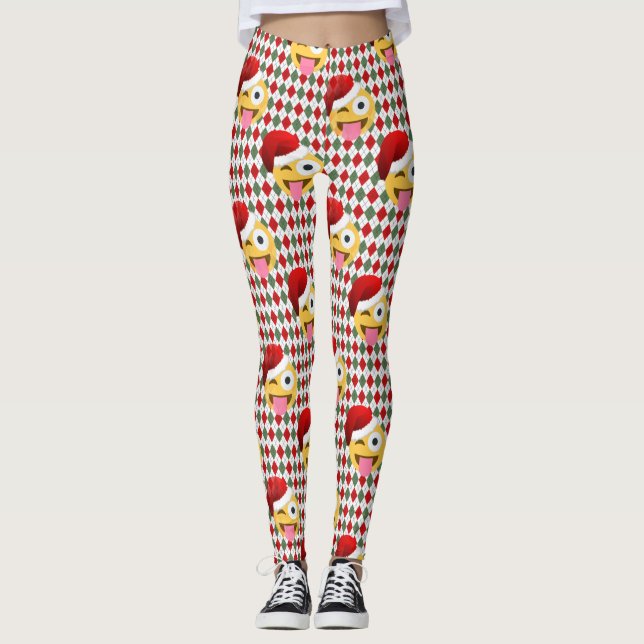 santa claus leggings de emoji de color rosa (Anverso)