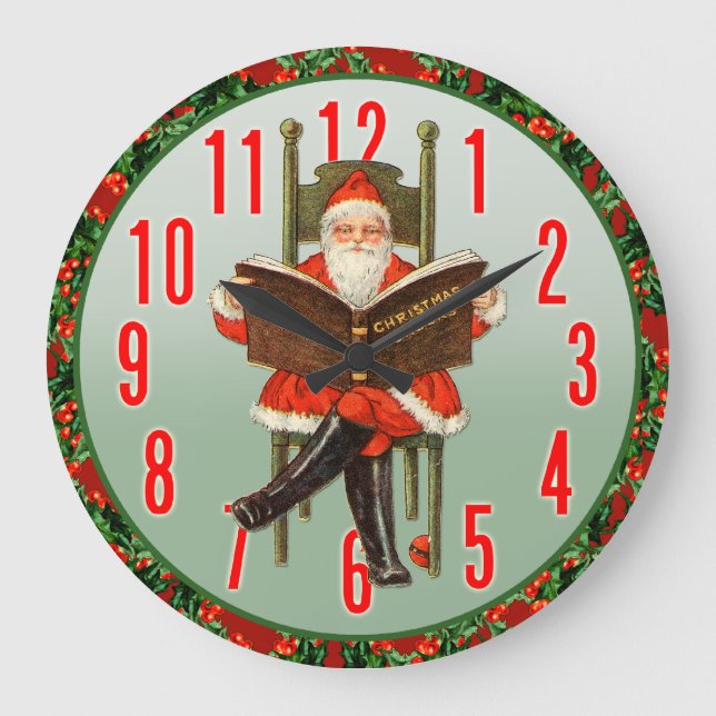 Santa Claus leyendo el reloj de pared (Anverso)
