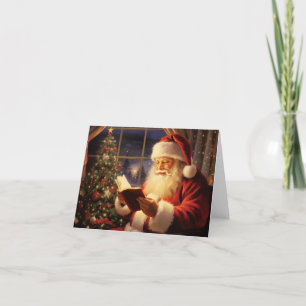 Santa Claus leyendo por el árbol de Navidad