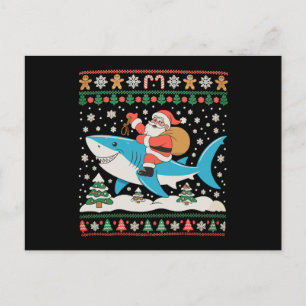 Santa Claus montando tiburón fea Navidad Xmas vaca