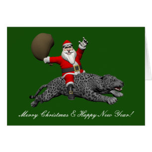 Santa Claus montando una pantera gris