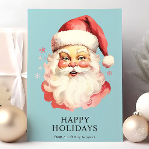 Santa Claus Navidad Acuarela Vintage Azul