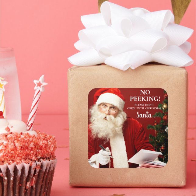 Santa Claus No Peeking Gift Pegatinas (Fiesta)