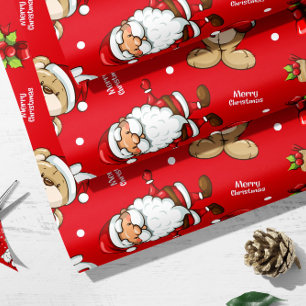 Santa Claus   Papel de envolver rojo para Navidade