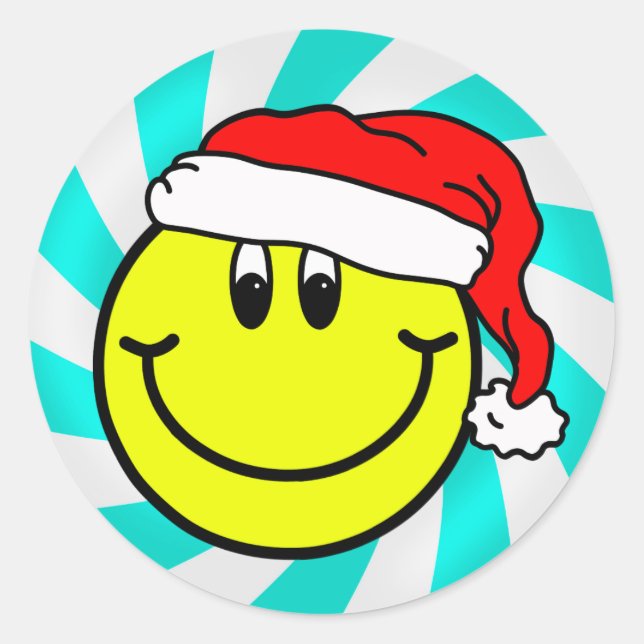 Santa Claus Pegatina de la ronda de Emoji de caras (Anverso)