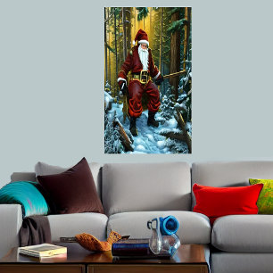 Santa Claus perdió en el bosque Poster de arte d