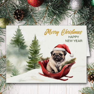 Santa Claus Pug sobre los Navidades desgarrados