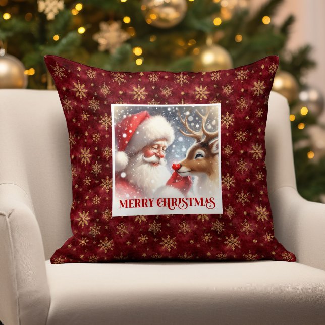 Santa Claus Rudolph Almohada de Navidad Acento Fes (Santa Claus Rudolph Christmas Pillow Festive Accent

)