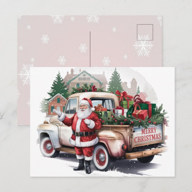 Santa Claus Rústico Vintage Feliz Navidad (Anverso / Reverso)