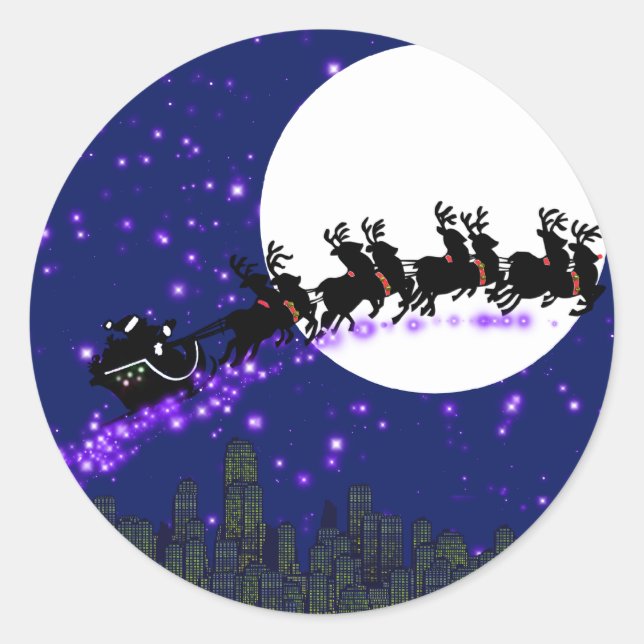 Santa Claus se acerca pegatina (Anverso)