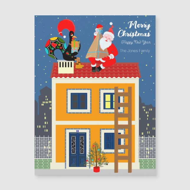 Santa Claus se reúne con el gallo de Portugal (Anverso)