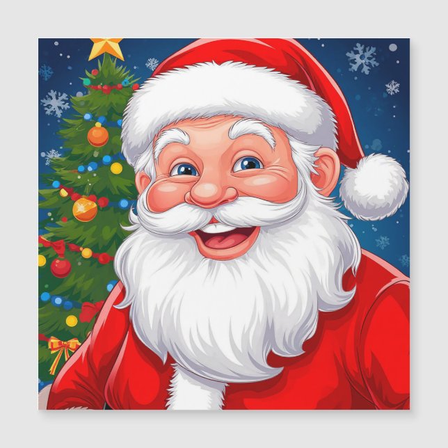 Santa Claus sonriente de Navidad con sombrero rojo (Anverso)