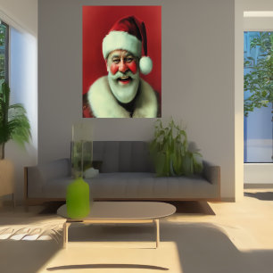 Santa Claus sonriente   Poster de arte de IA