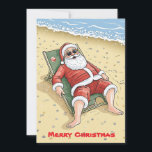 Santa Claus Tropical Beach Feliz Navidad<br><div class="desc">¡Dale a tus seres queridos un poco de calor a los Navidades con esta graciosa postal! El ilustracion muestra a Santa Claus disfrutando del sol en la playa bajo las palmeras, en lugar de la nieve y el trineo tradicionales. Esta es una elección perfecta para las personas que aman un...</div>