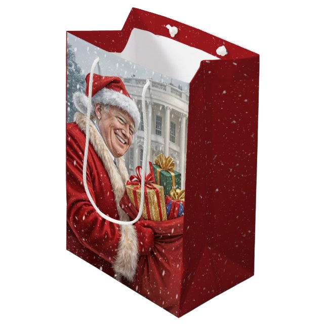 Santa Claus Trump con bolsa de regalo (Angulo Anverso)