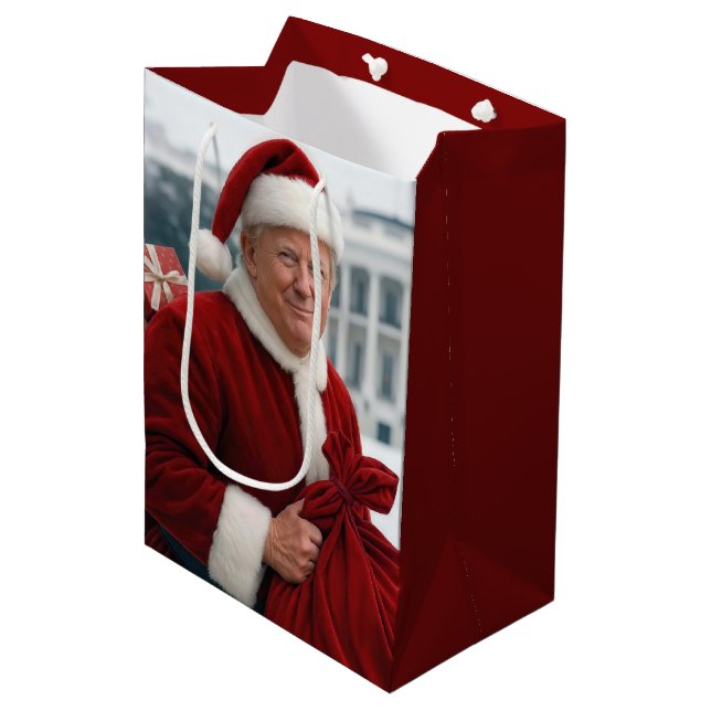 Santa Claus Trump con bolsa de regalo roja (Angulo Anverso)