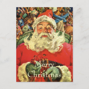 Santa Claus vintage de Navidad en trineo con jugue