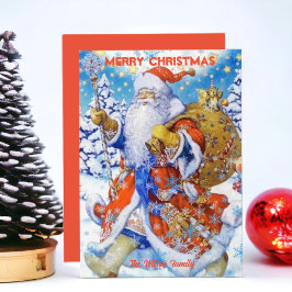 Santa Claus Vintage Personalizado Feliz Navidad Fi