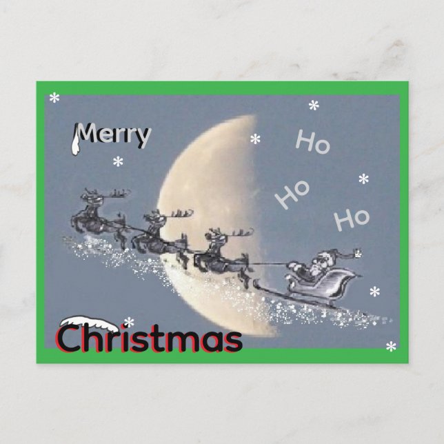 Santa Claus Volador en Tarjeta Postal Navideña de  (Anverso)