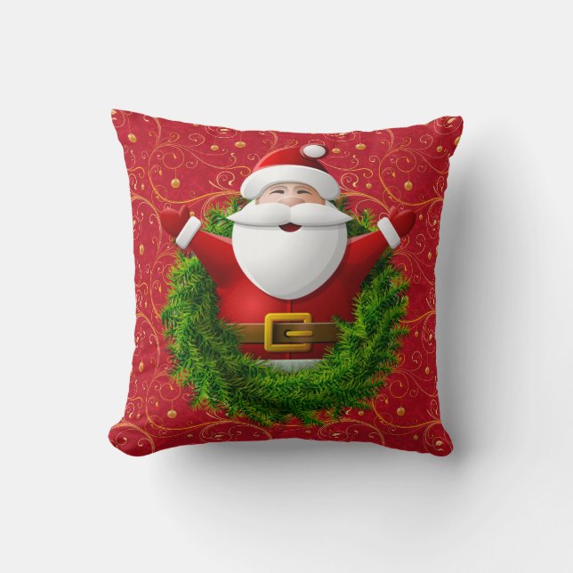 santa claus wreath vomitar almohada (Anverso)