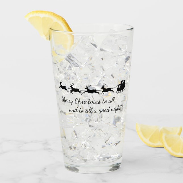 Santa Claus y el diseño de renos Vidrio para beber (Anverso (hielo))