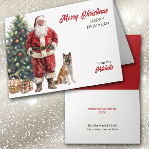 Santa Claus y Navidad con perro Akita