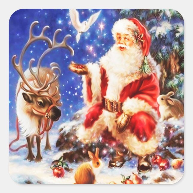 Santa Claus Y Su Pegatina De La Plaza De Amigos (Anverso)