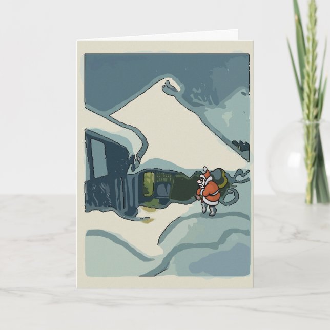 Santa cómico, tarjeta mala del día de fiesta (Anverso)