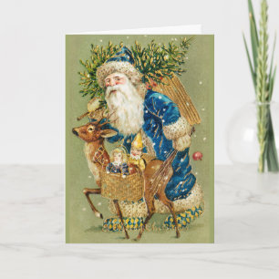 SANTA CON CIERVOS Y REGALOS DE NAVIDAD EN LA NIEVE