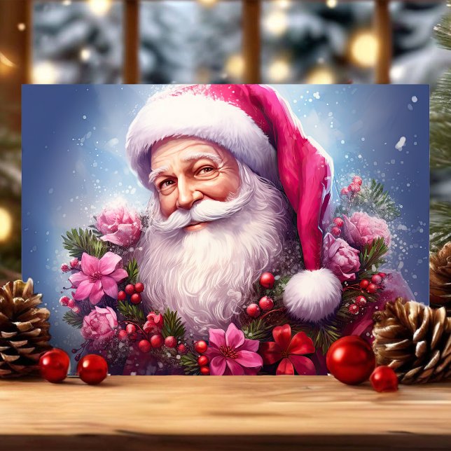 Santa con flores rosadas Navidad (Subido por el creador)