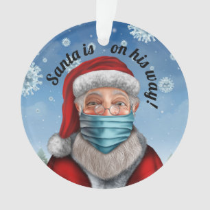 Santa con máscara facial 2 Ornamento