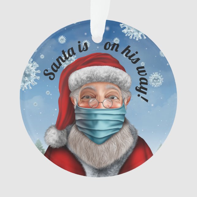Santa con máscara facial 2 Ornamento (Anverso)