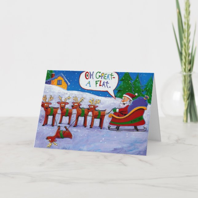 Santa con tarjeta de reno (Anverso)