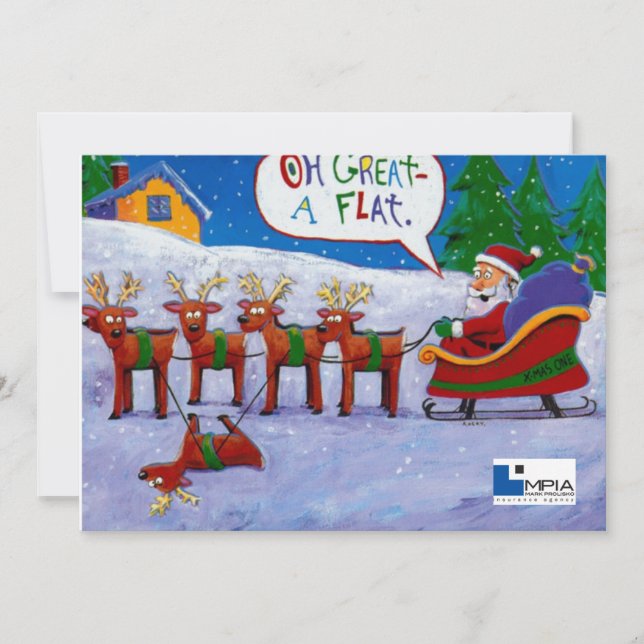 Santa con tarjeta de reno (Anverso)